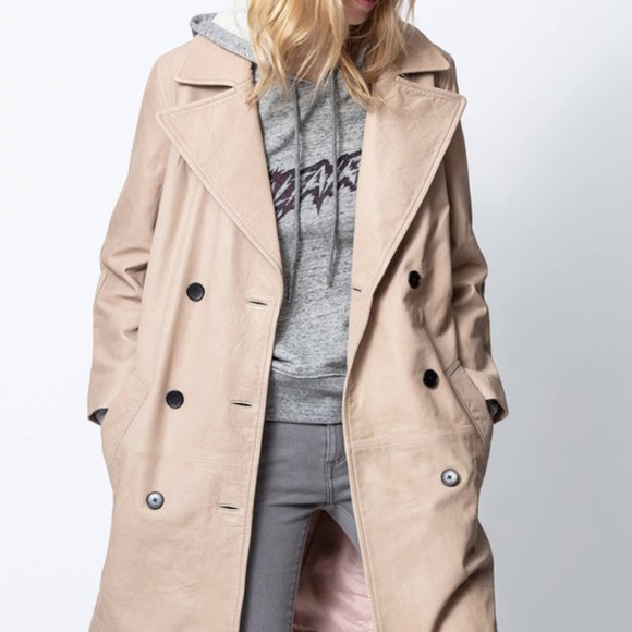 ZADIG & VOLTAIRE MIAD LEATHER TRENCH COAT 38